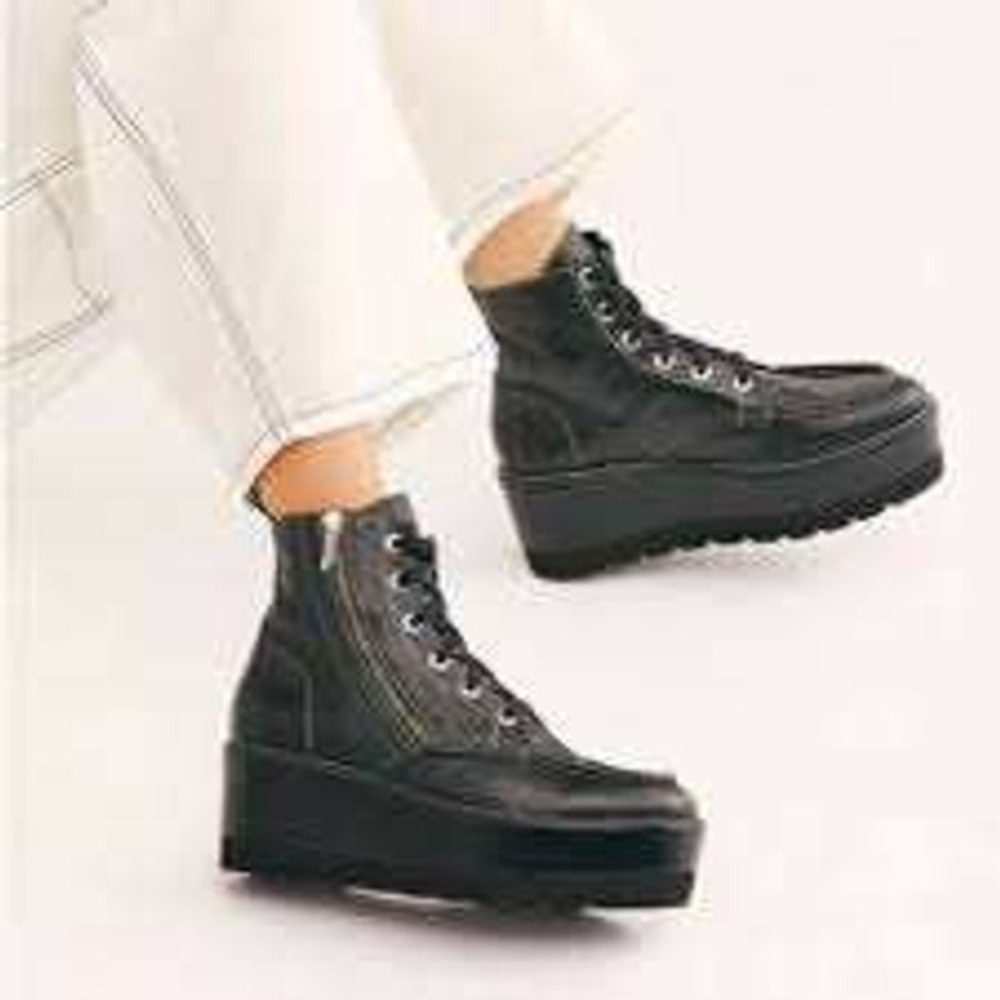Free People Black Platform Lug Combat Boots